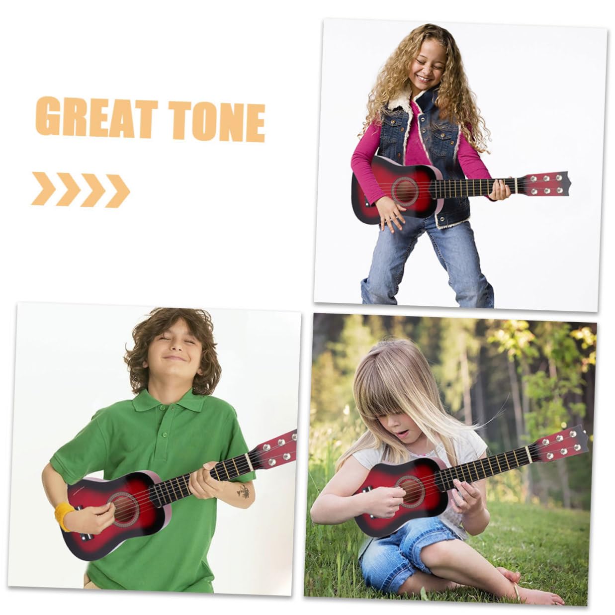 Guitarra Acústica de Juguete para Niños de 21 Pulgadas, 6 Cuerdas, Madera