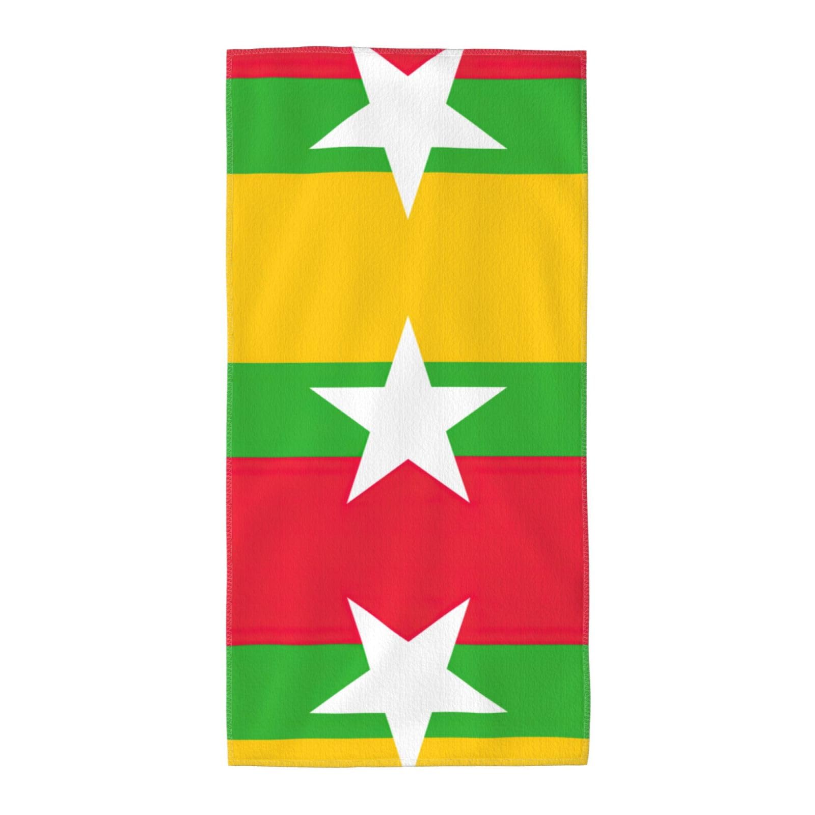 DIEzig Flag Of Myanmar Fashion Printed Long Bath Towel For Pool Side Seaside Holiday