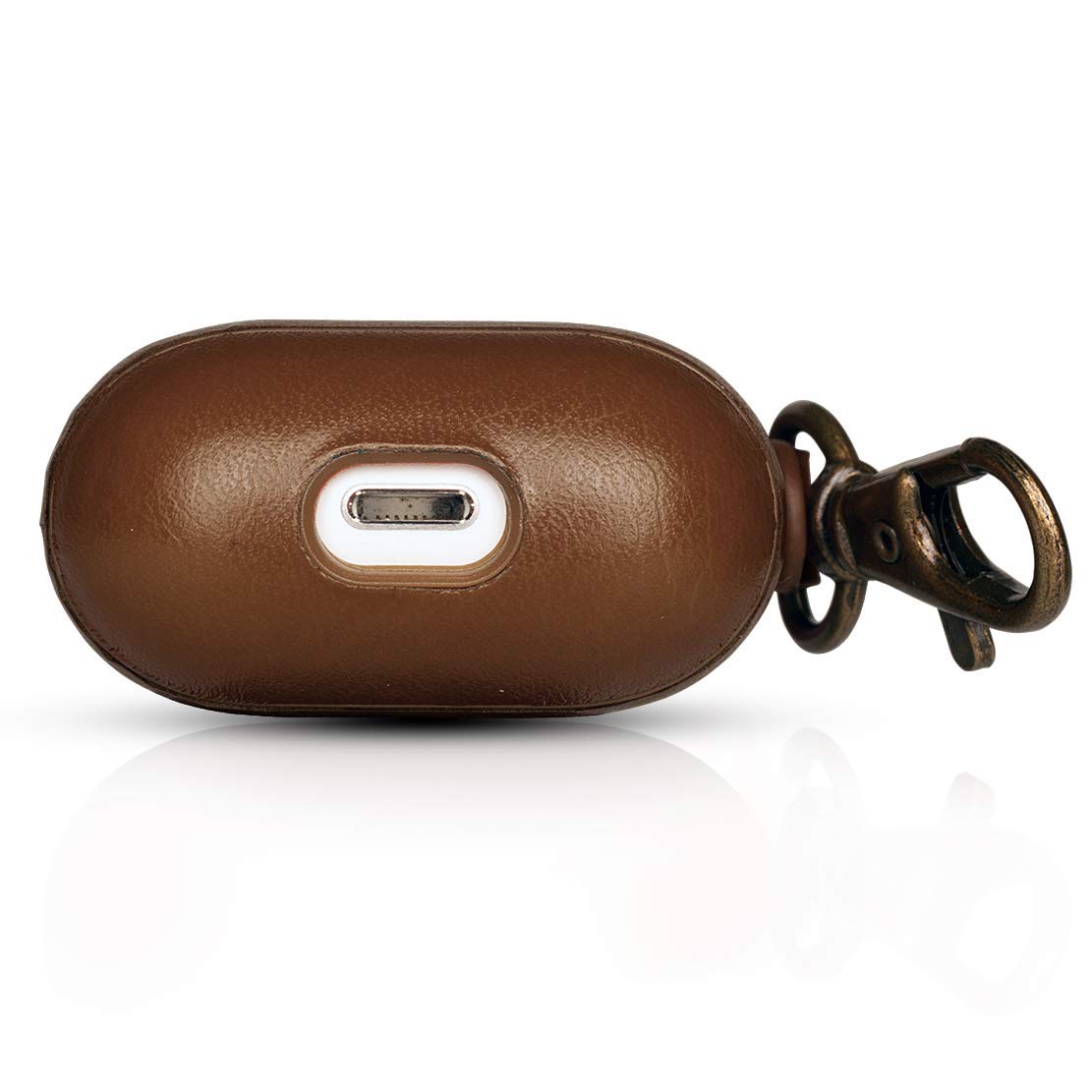 Dreem Om pour AirPods 1 & 2 Housse en Cuir Vegan avec Clip - Compatible avec Les écouteurs sans Fil Bluetooth Apple pour iPhone - Chocolat - 5