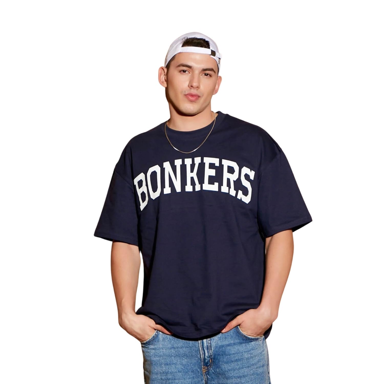 BONKERS CORNERNavy Blue Signature Oversized T-Shirt