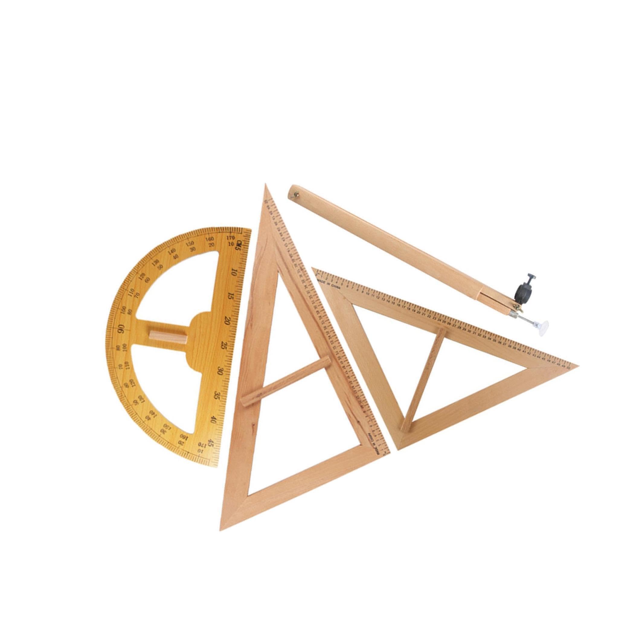ALCXAZS Wood Maths Geometry Set Large Protractor and Compass for Blackboard Drafting