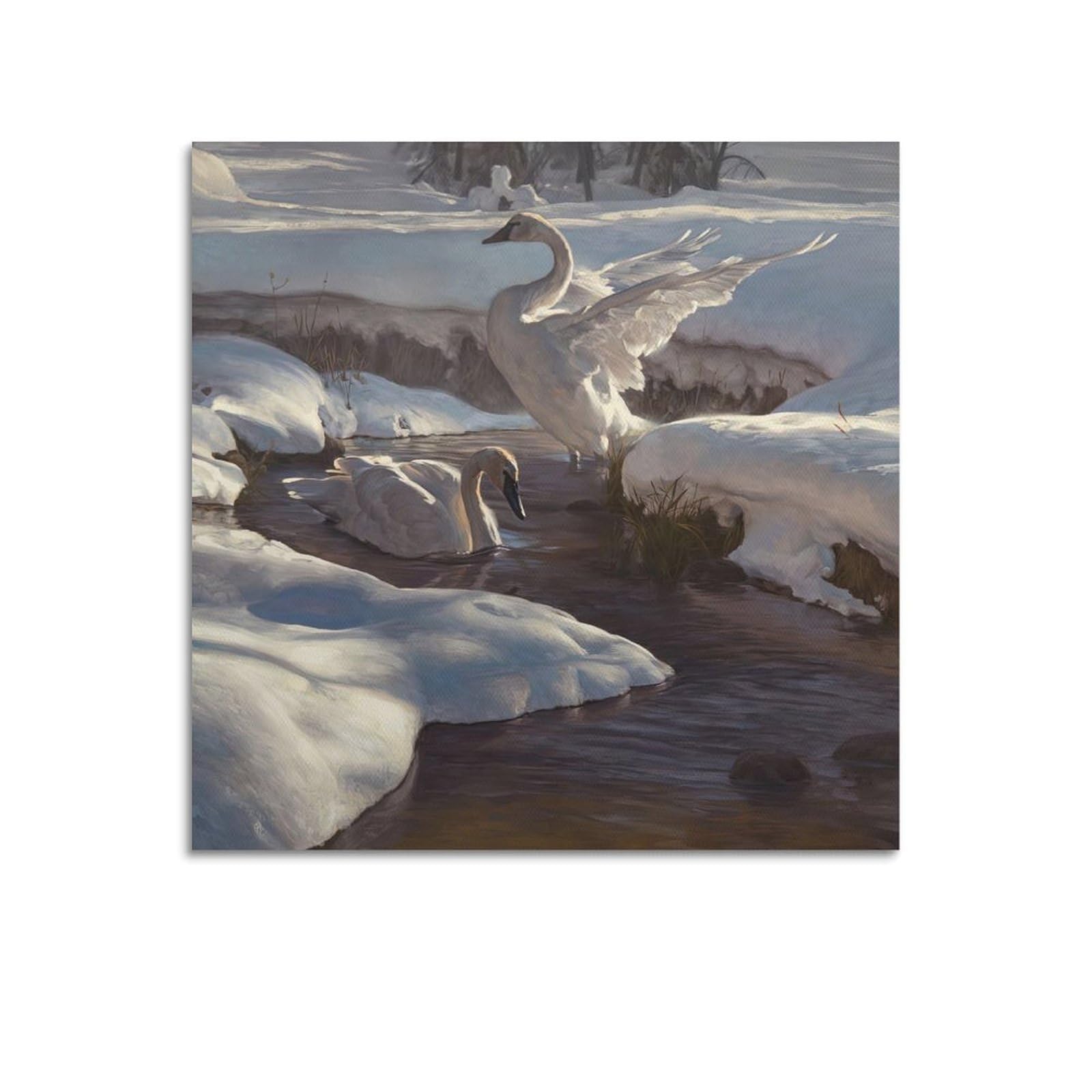 ZSZWHJ Animal Poster Ducks by The River Poster Decorative Painting Canvas Wall Posters And Art Picture Print Modern Family Bedroom Decor Posters 24x24inch(60x60cm)