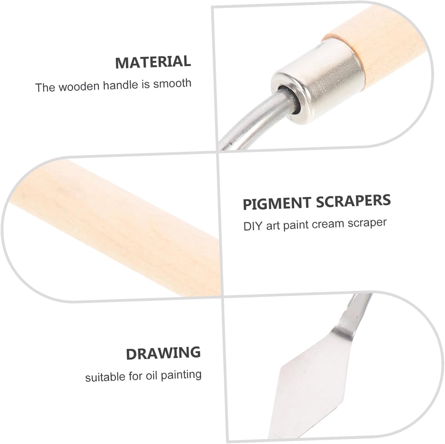 5Pcs Color Mixing Scrapers with Wooden Handles for Painting Drawing and Art Supplies Smooth Grip Palette Knives for Pigment Stirring and Oil Paint Mixing