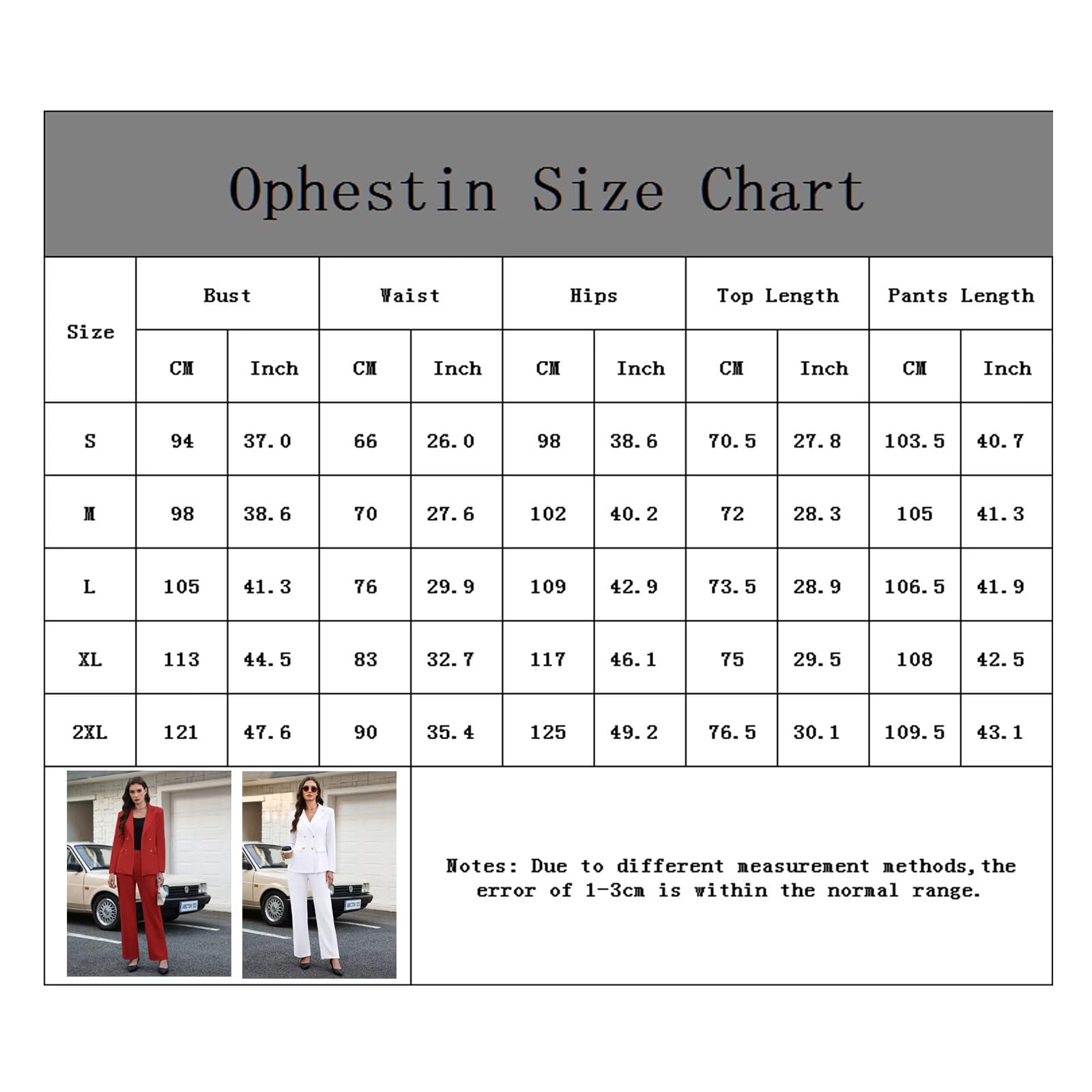 Ophestin Women 2 Piece Suit Sets Moderne/ajusté Femme