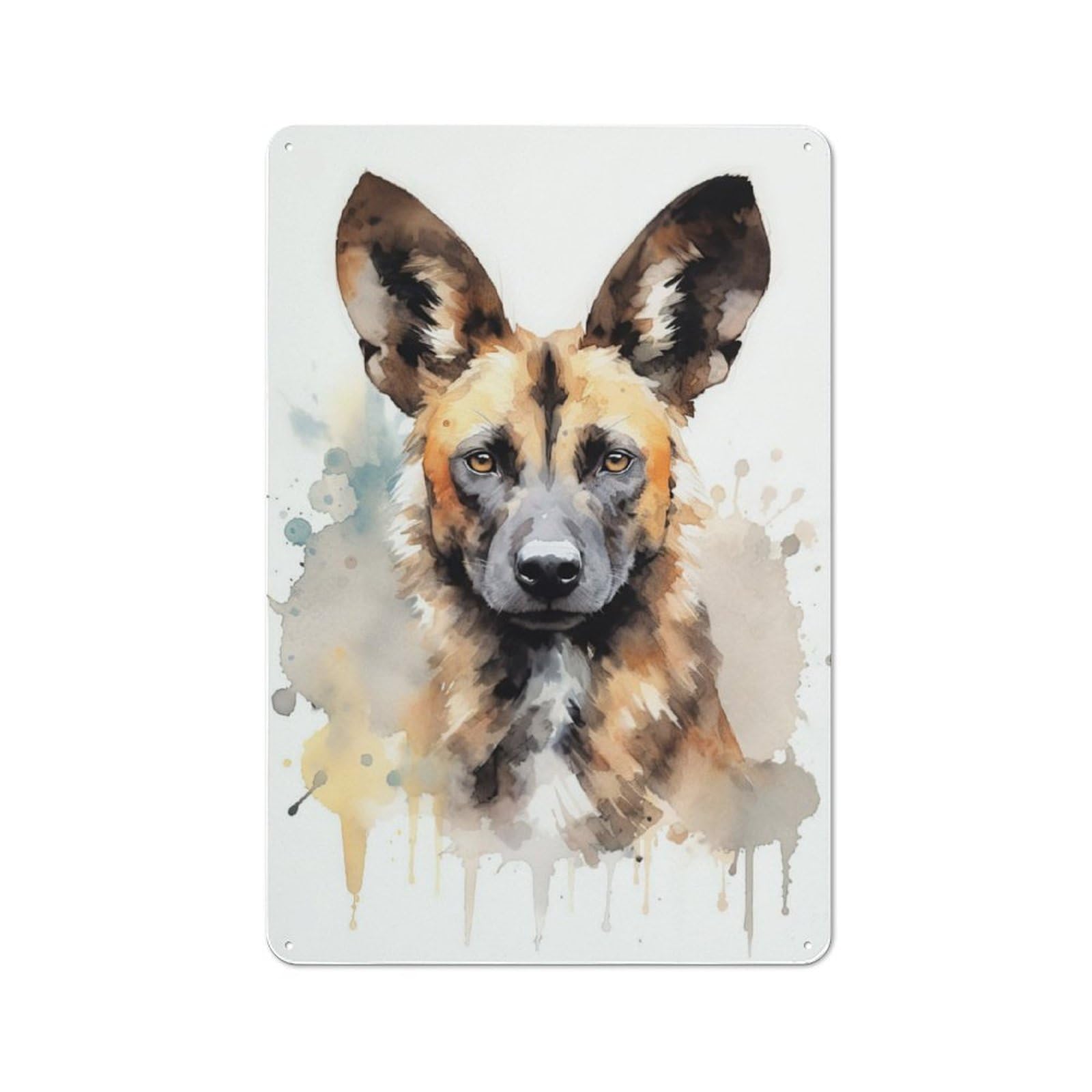 Junmoney Wild African Dog Toilet Room Printed Metal Sign, Wall Decor For Bathroom, Toilet Room, Laundry Or Guest Wc, 30X20cm