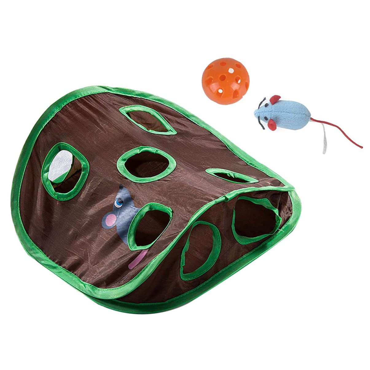 Hohopeti 1Set Interactive Cat Tunnel with Sound and Nine Holes Pet Supplies for Cats Exploration Collapsible Design for Includes Mouse and Ball for Fun Play