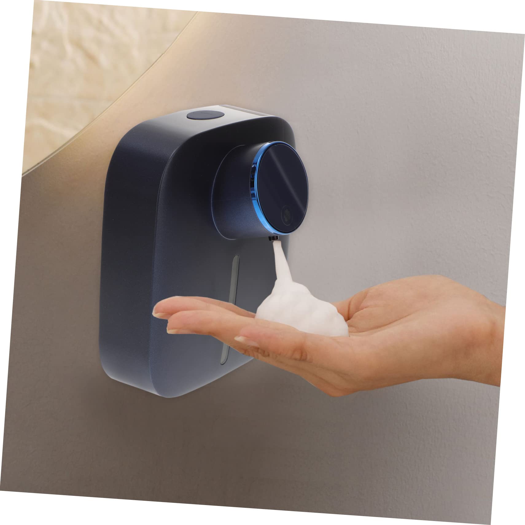 SOLUSTRE Space-Saving Touch- Foaming Soap Dispenser Automatic Rechargeable Wall-Mounted for Setting Easy to Use