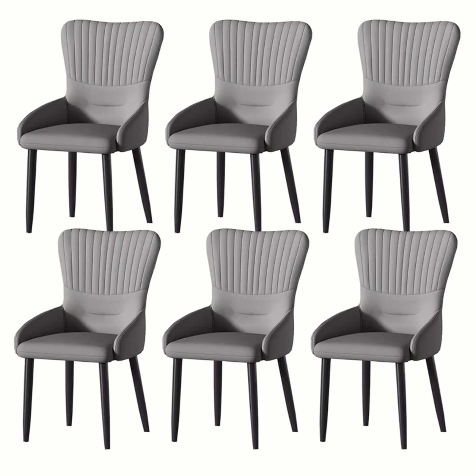 GTHTUHFD Set Of 2 Upholstered Dining Chairs With Pu Leather And Steel Legs Modern Kitchen Chair For Lounge & Bedroom,A-Set of 6