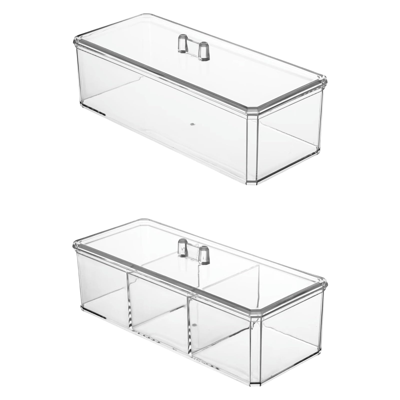 LfrXtra 2Pieces Elegant Cosmetic Organizers Box Delicate Clear Makeup Storage Box With Covers For Organized Space