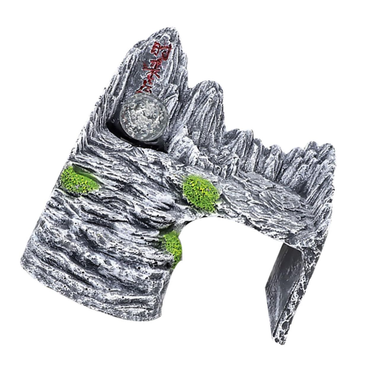 Housoutil Plateforme Inclinée en Résine pour Tortues Reptiles, Décoration Aquarium Facile à Nettoyer Cachette Intégrée, pour Habitat Créatif et Accessoire Aquarium