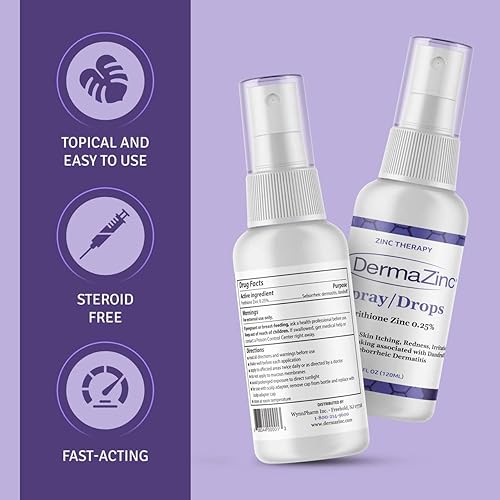 Miniatura 3 de DermaZinc Spray terapéutico/gotas, spray de zinc para aliviar trastornos de la piel, gotas para psoriasis, dermatitis, eccema y otros síntomas de la