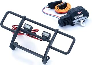 RC Car Light Bar Kit for Traxxas for TRX4-M K10 1/18 Simulated Front Bumper with Light and Winch RC Crawler Car Upgrade Parts(with Winch)