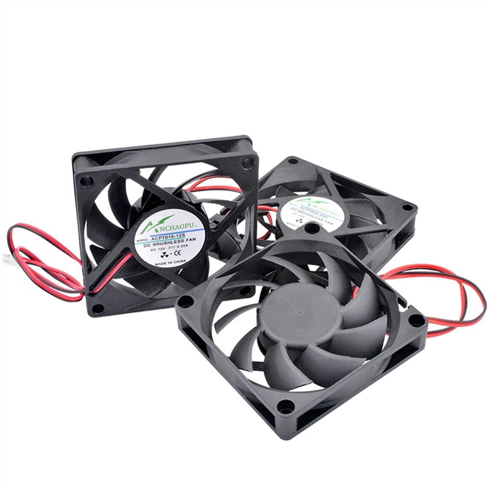 FCARUMIQP 1PCS ACP7015 7cm 70mm Fan 70x70x15mm DC5V 12V 24V 2pin Cooling for Chassis Power Supply Router Inverter(12V Sleeve)