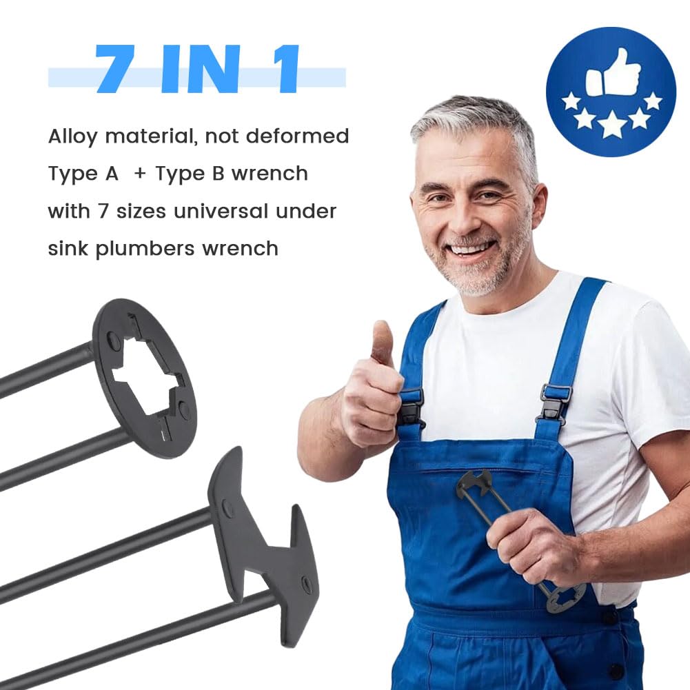 Juego de 2 llaves de lavabo multifuncionales, herramienta de llave para cocina, baño, espacios reducidos, llave de lavabo, no es un modelo universal