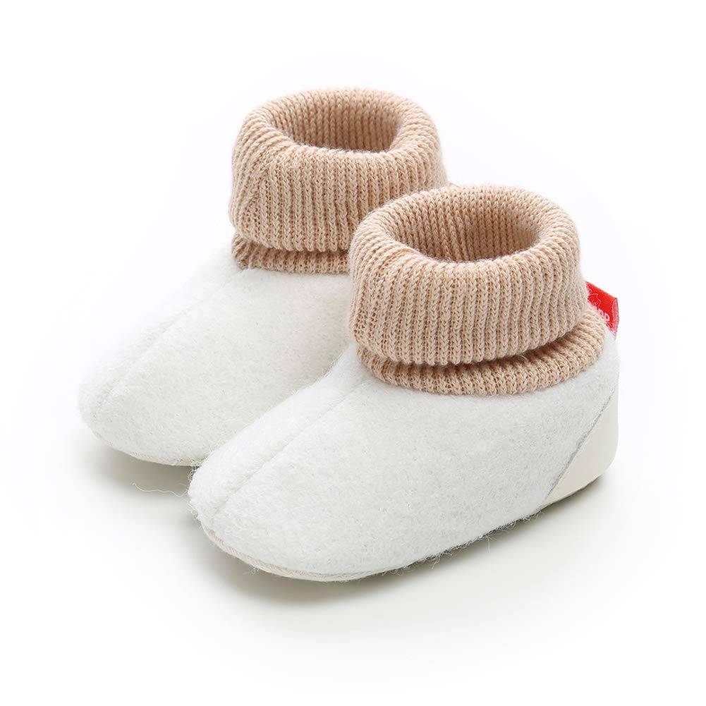 CARREAN Baby Boys Girls Fleece Booties Non Skid Soft Sock Boots Infant Slippers Newborn First Walker Crib Shoes