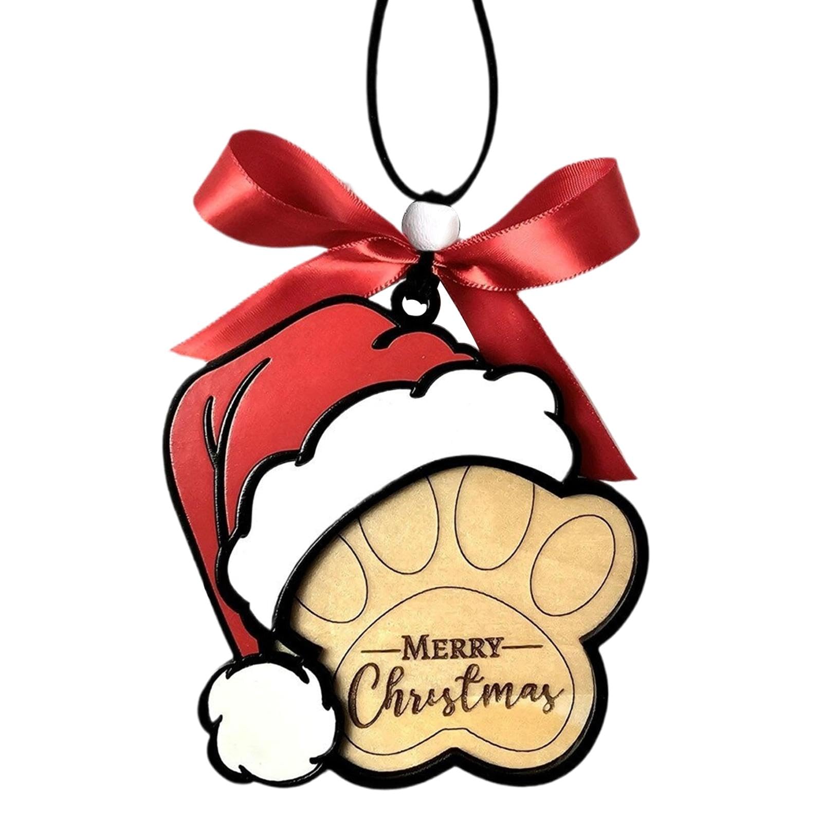 Adorno de pata de perro de Navidad, decoración de árbol de madera, adornos colgantes para árbol de Navidad, colgante de madera de pata de perro, decoración de Navidad, adorno de vacaciones de pata de
