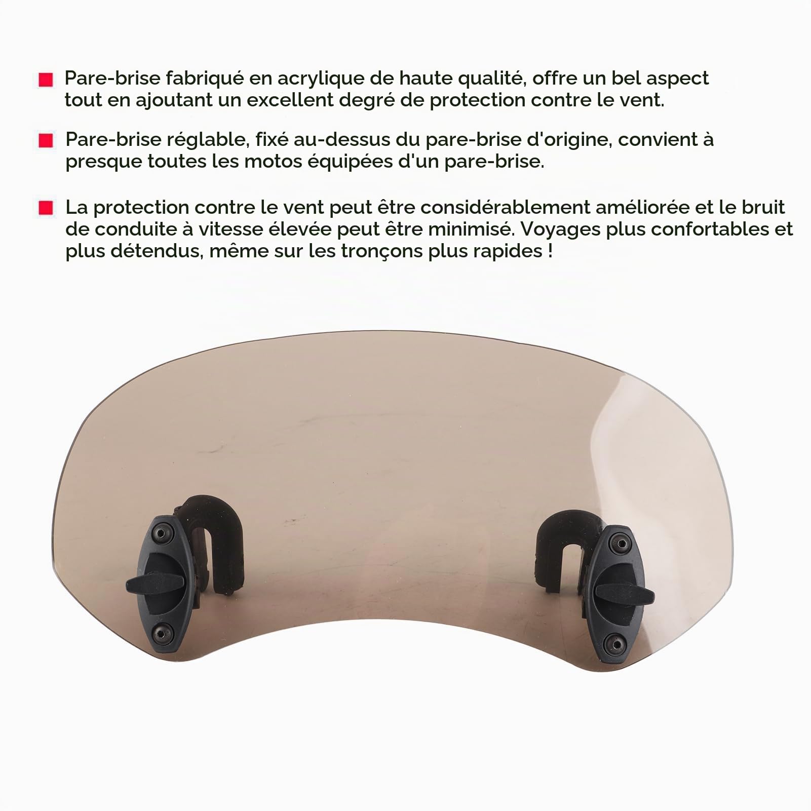 Clip réglable sur Pare-Brise Déflecteur de Vent Extension de Pare-Brise Spoiler Accessoires pour et Autre Installation de Type général de Moto