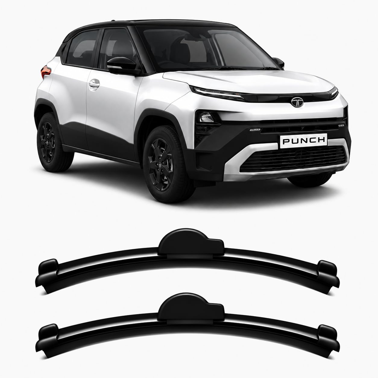 Banana Wiper Blades for Tata Punch 2024-2026 Present Front Windshield | Set of 2 | Curved Beam Type | U Hook | Graphite Rubber | Streak-Free-image-36