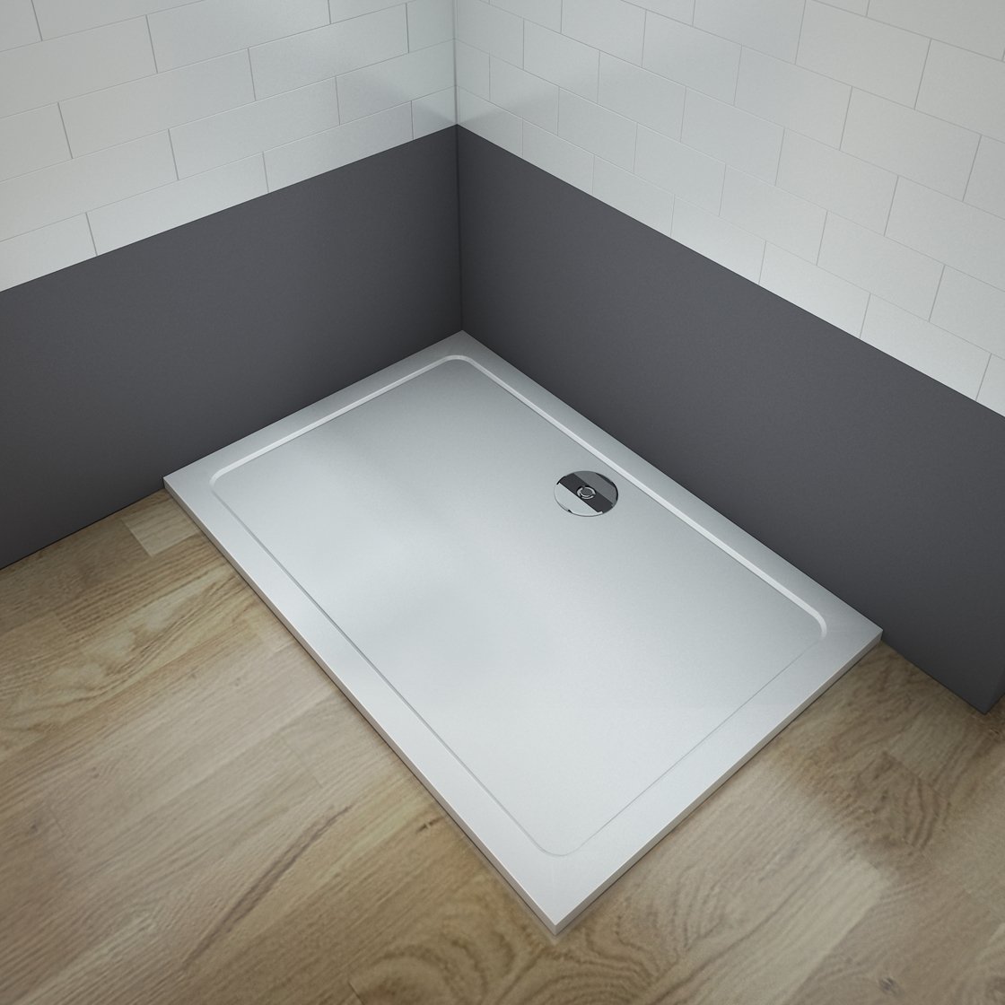 AICA SANITARIOS Plato de Ducha Rectangular 1000x700mm, Piedra Artificial con Recubrimiento Acrílico, Blanco