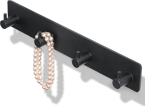 Soporte para llaves de pared, ganchos de pared negros para colgar, 4 ganchos, soporte para llaves para decoración de pared, adecuado para oficina,