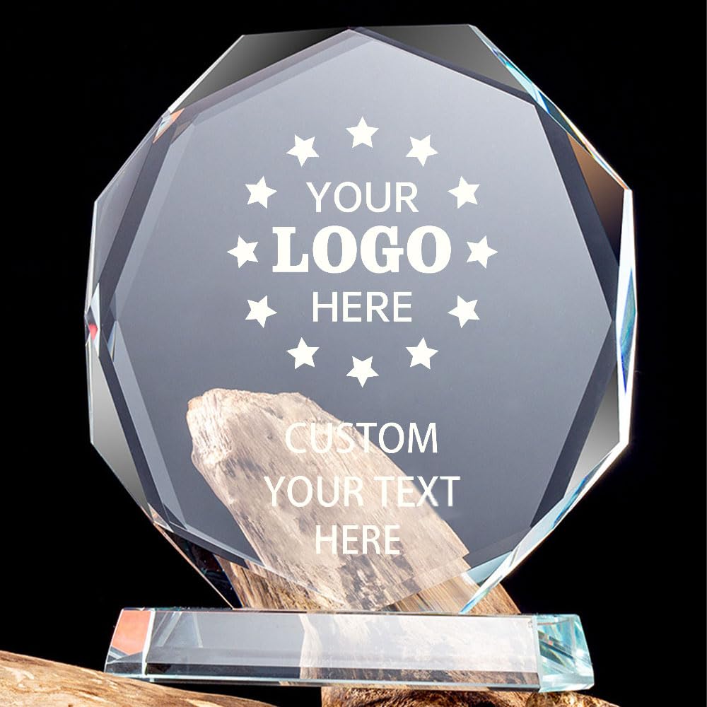 Trofeo in Cristallo Multifacciale Personalizzato con Logo/Foto/Testo (8-20 cm), Ideale per Eventi Aziendali, Sport Competitivi, Riconoscimento Dipendenti, Laurea e Regali di Ricordo