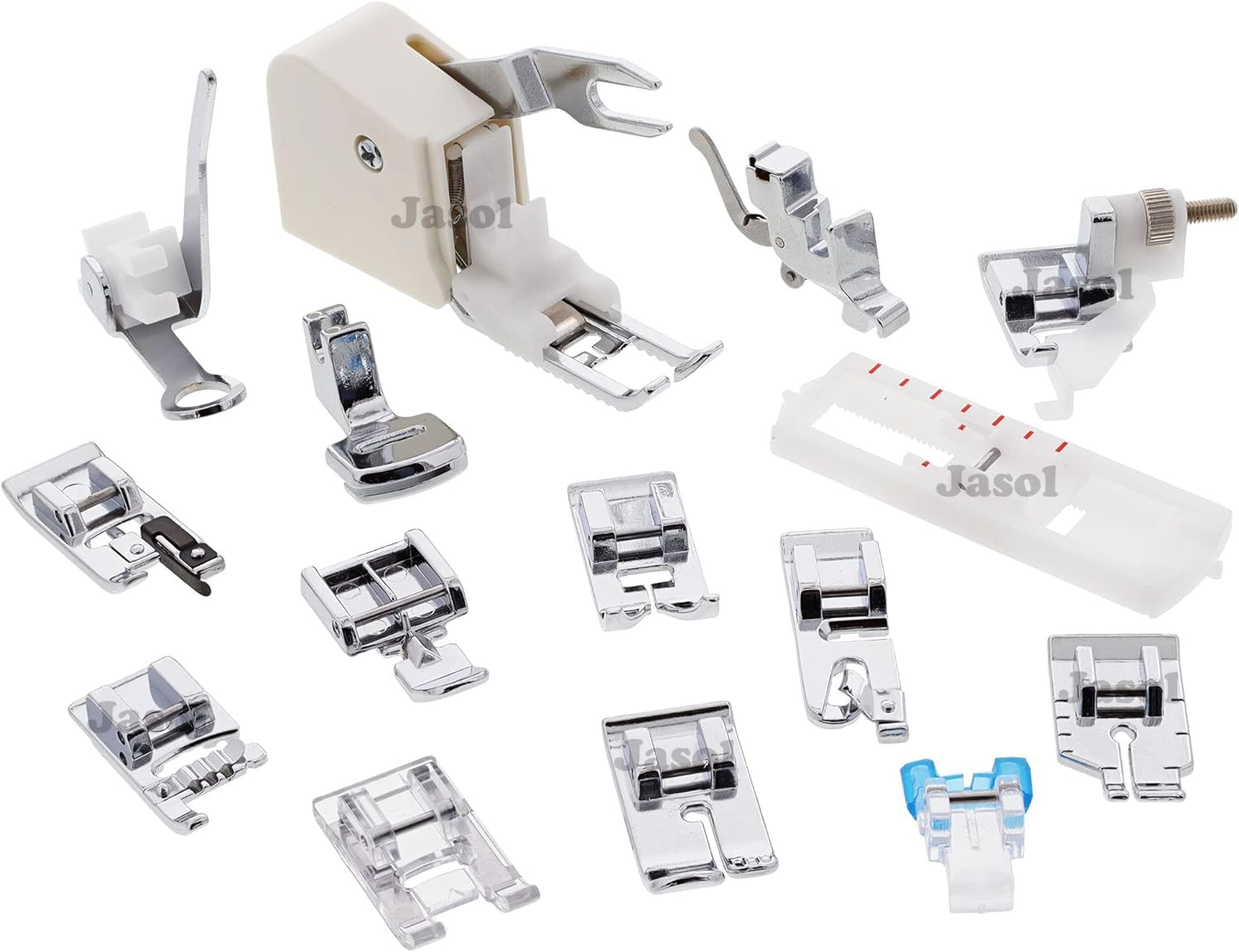 Presser Foot Set with Walking Foot (15 Piece) | Fits Low Shank Sewing Machines - Usha, Janome, Singer, Brother, All Types of Low Sank White Sewing Machine-image-11