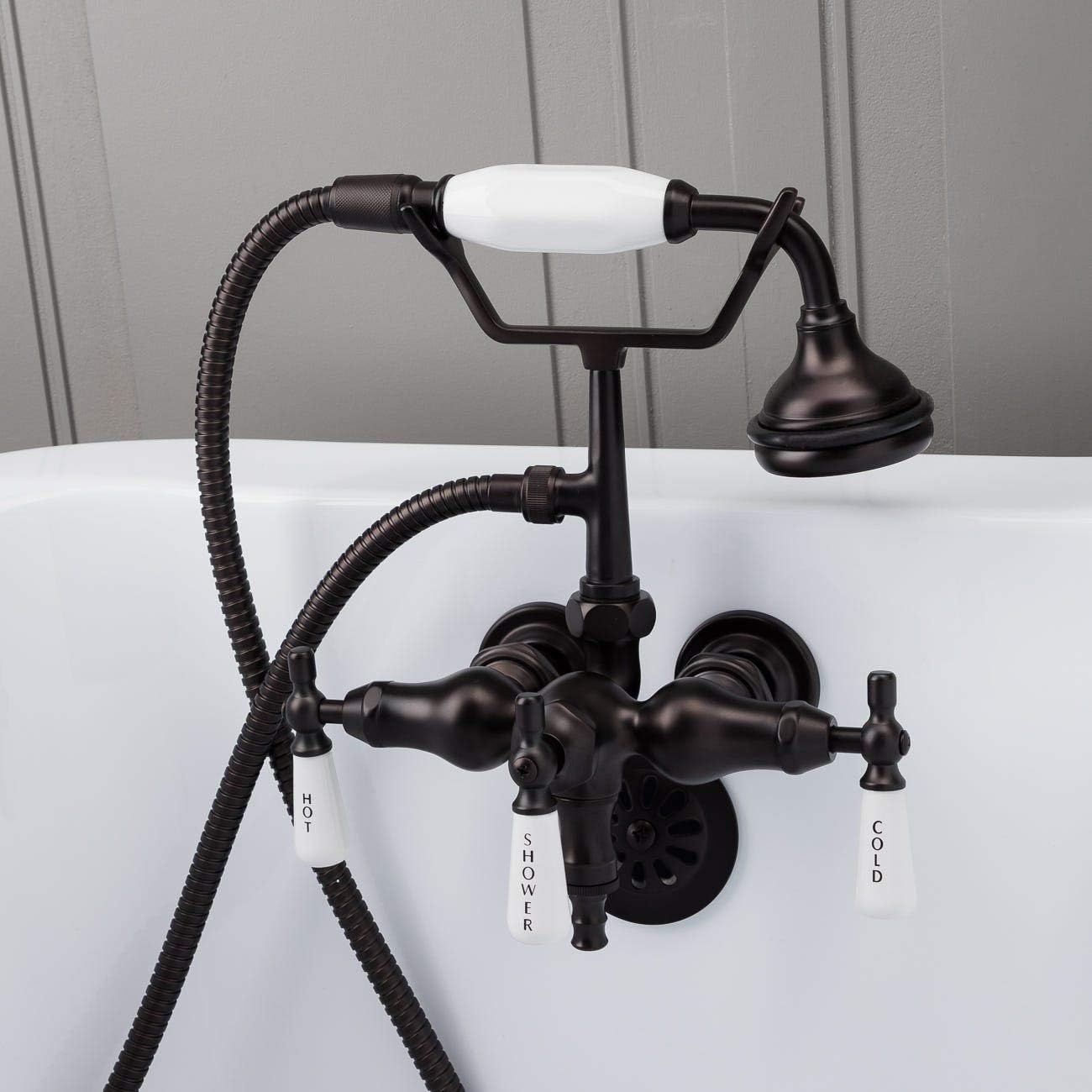 Vintage Tub & Bath Clawfoot Tub Faucet - Wall Mount Downspout Faucet with Handshower