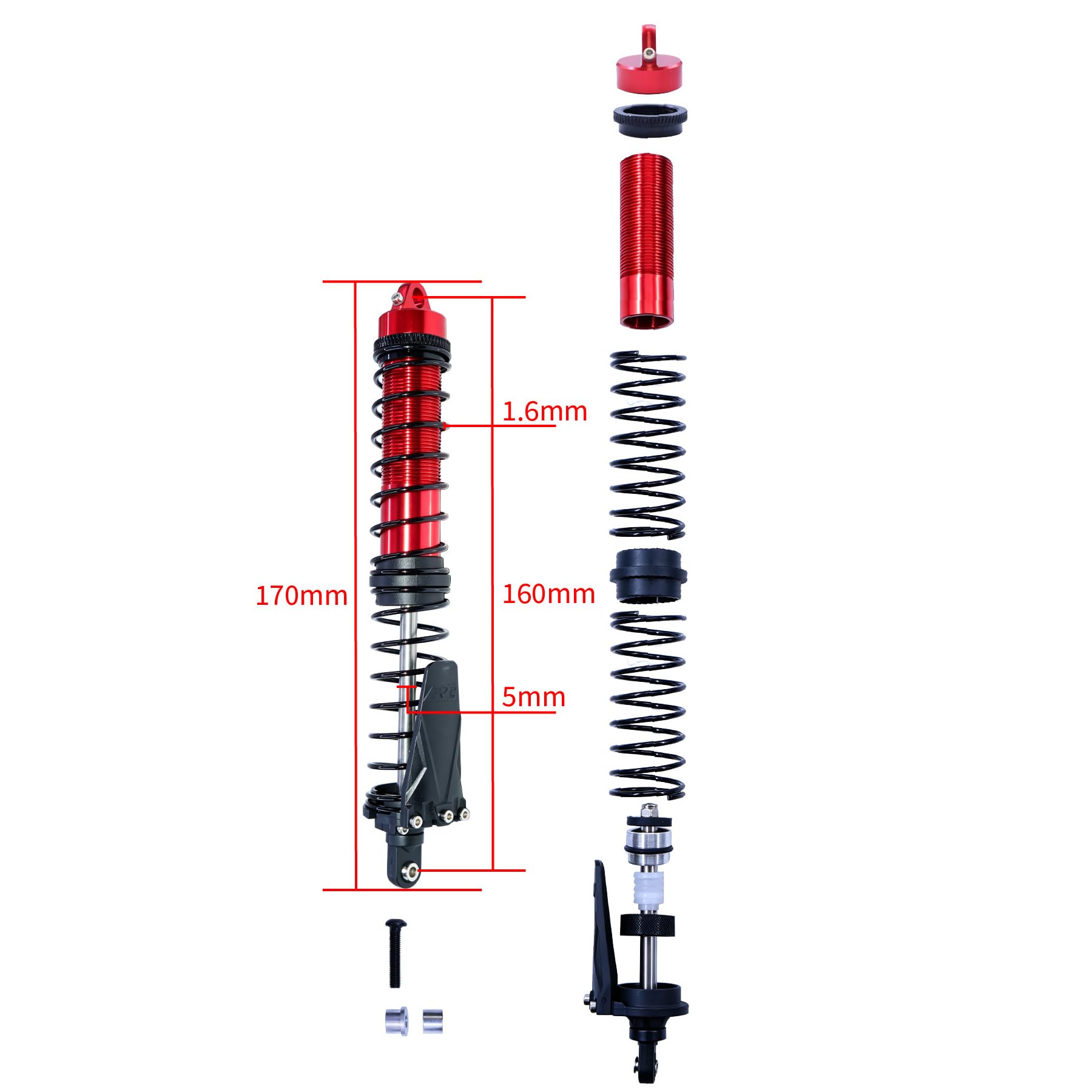 Zestaw amortyzatorów RC do HPI 1/8 SAVAGE 4,6 FLUX 5,9 XL, czerwony