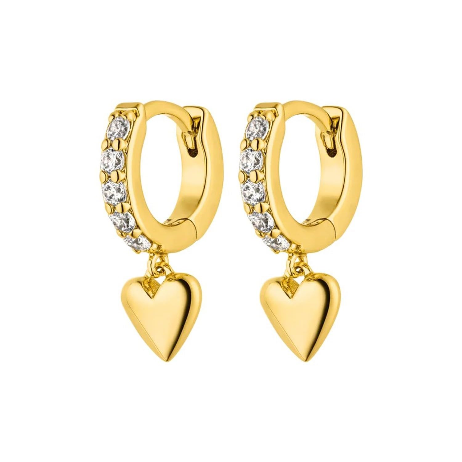PAUL VALENTINE - Damen Ohrringe 925 Silber - Vergoldet/Golden - mit Zirkonia Stein - Herz Ohrhänger - PV-E0007