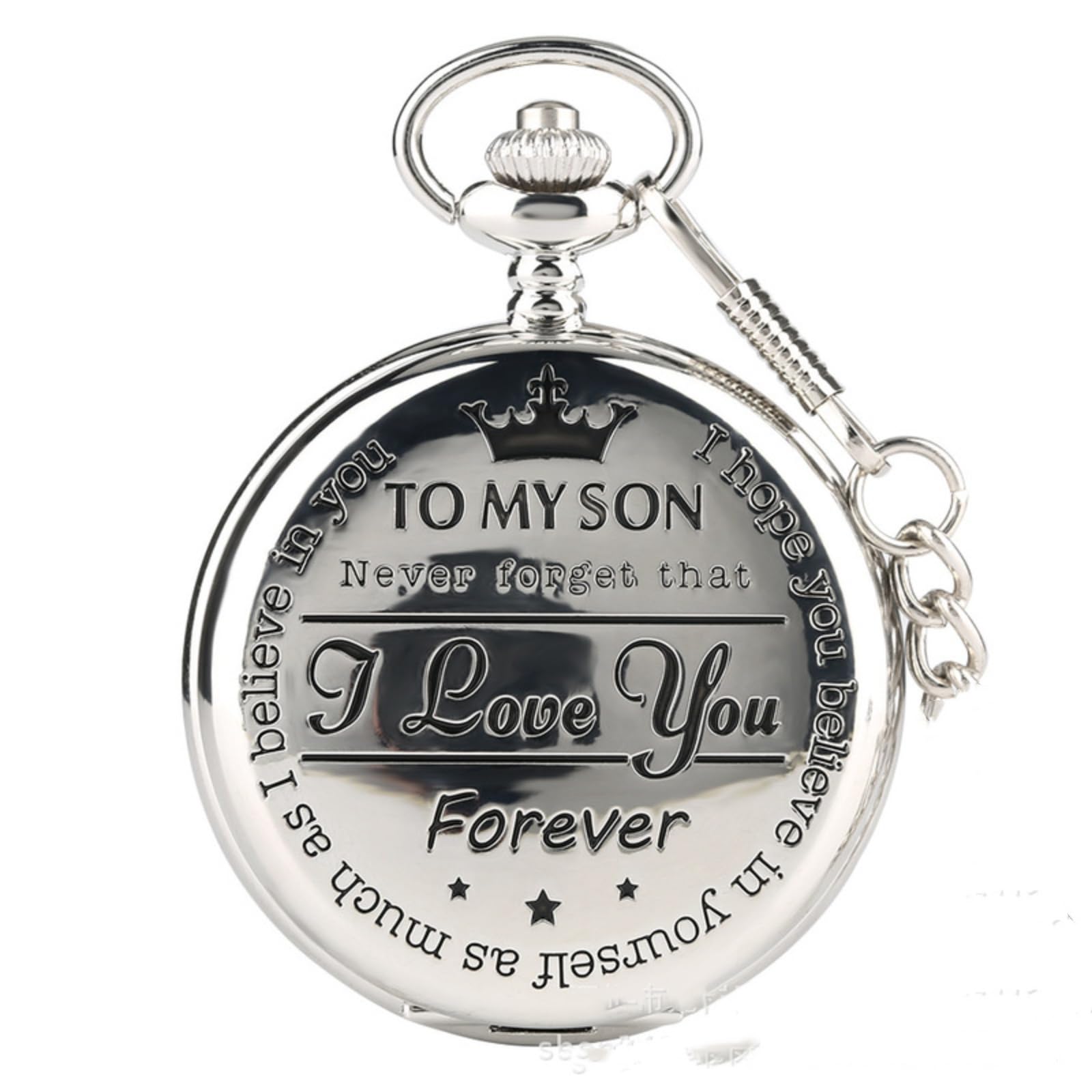 orologio da tasca, Orologio da tasca al quarzo con incisione retrò, catena spessa, adatto for ciondolo for orologio for uomo e donna(Silver)