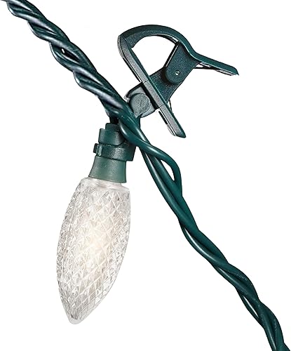 Noma Clip rápido duradero corte diamante C9 LED 66 pies luces de Navidad al aire libre con rotación de 180 grados y 100 bombillas blancas cálidas, disponible en Yaxa Colombia