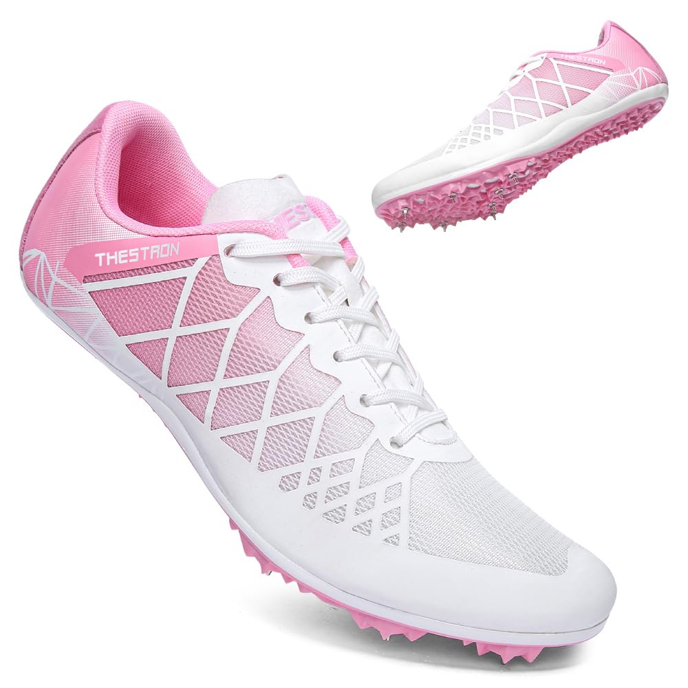 THESTRON Professional Spikes Track & Field Shoes for Men Women Kids Breathable Racing Jumping Sprint Running Sneakers