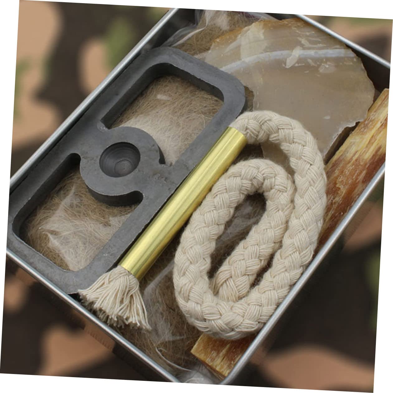 Feueranzünder Satz aus Baumwolle und Metall für Outdoor Grillen und Kochen Robustes Feuerstartwerkzeug für Camping