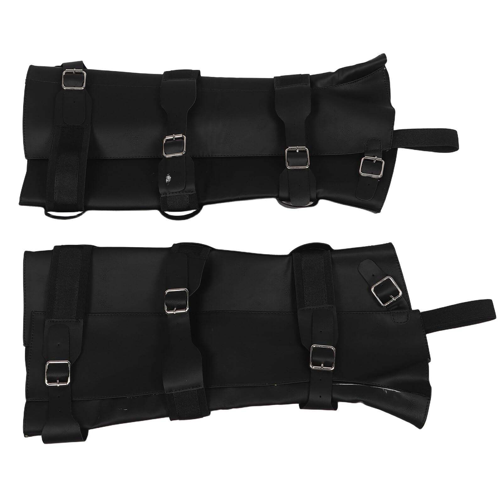 Didiseaon Cubrebotas Ajustables de Piel Sintética Negra Polainas Medianas de 40 CM para Cosplay Steampunk y Disfraz Medieval Renacentista Accesorios para Botas Pirata y Vikingo