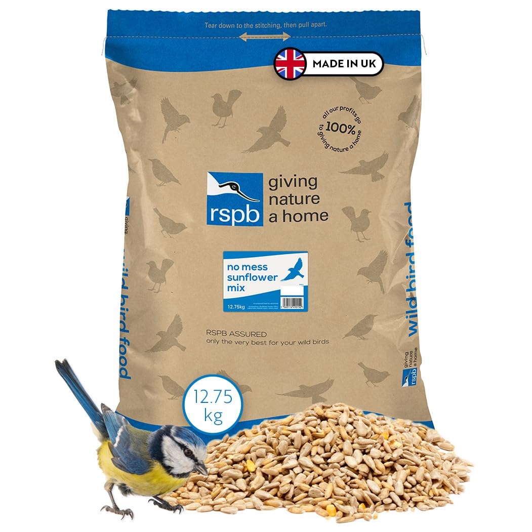 RSPB - No Mess Sunflower Hearts for Birds, High Energy and Protein, Wild Bird Food, Great for Feeders, Husk Free, Made in the UK (12.75kg)