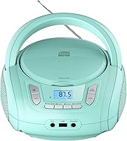 Vista 10 de Reproductor de CD de radio con Bluetooth, radio FM, reproducción de MP3 USB, entrada auxiliar, conector para auriculares, compatible con CD MP3