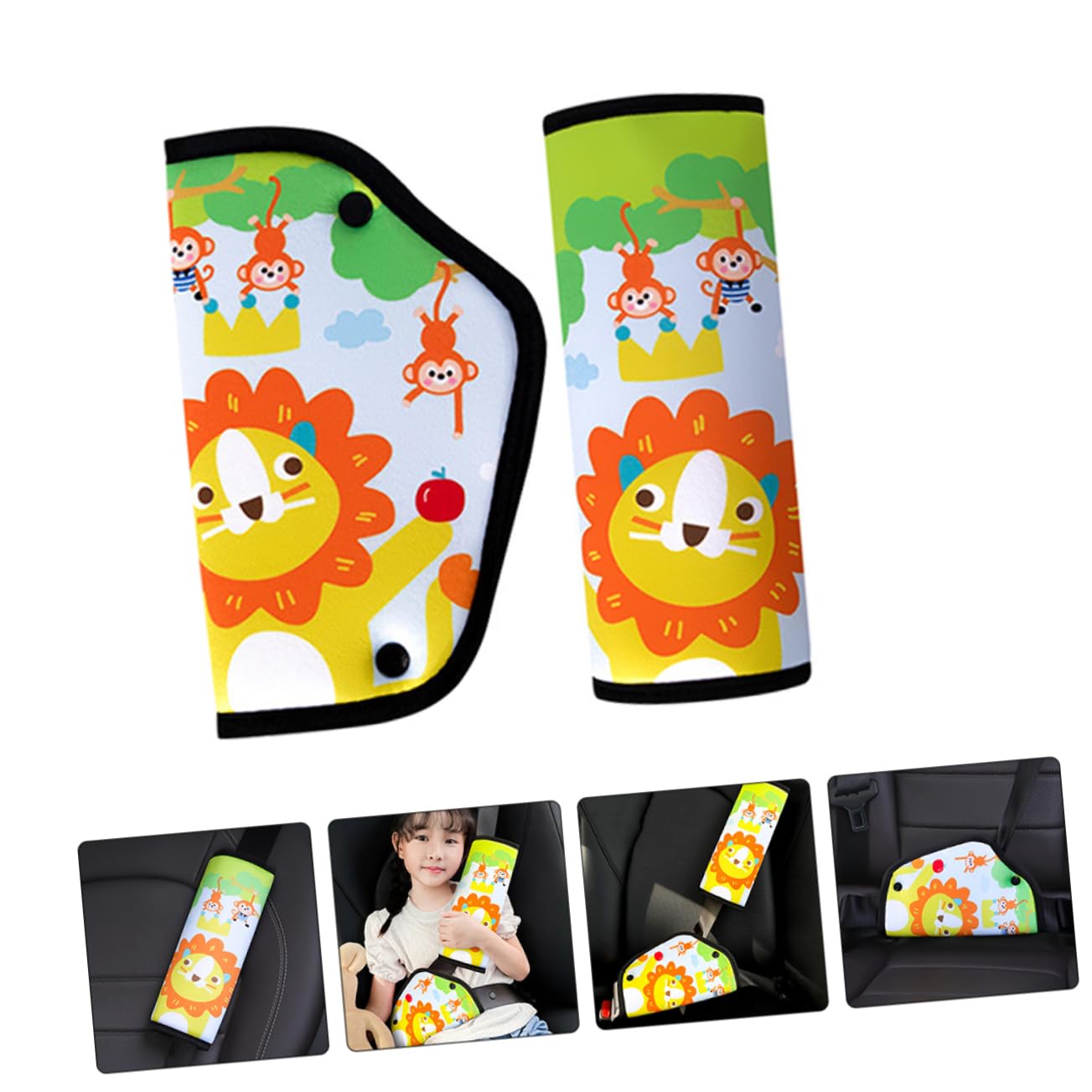 Ciieeo 5 Set Imbottitura Cintura Sicurezza per Design Cartoon Protezione Spalle e Addome Comfort e Sicurezza Adatto Tutti Veicoli
