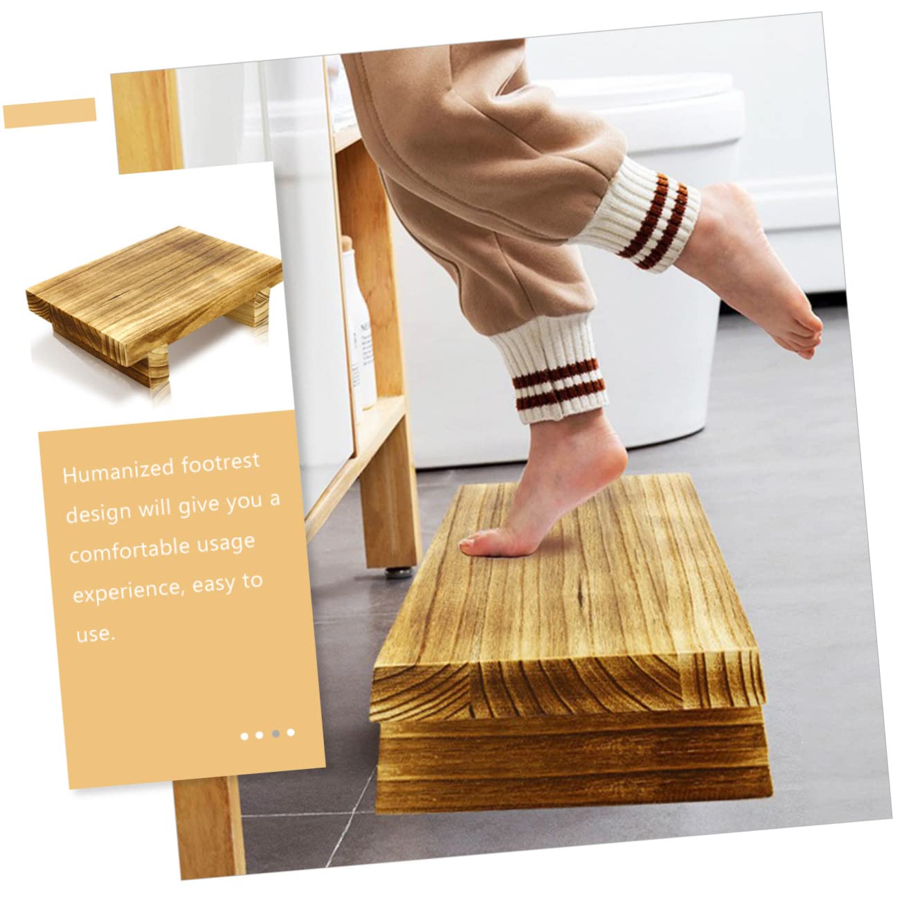 GRIRIW Bedside Step Stool Step Stools for Adults Wood Step Stool Office Desk Footrest Shoe Changing Stool Wooden Bench Living Room Footstool Wooden Foot Stool Wood Step Bench Wooden Stool