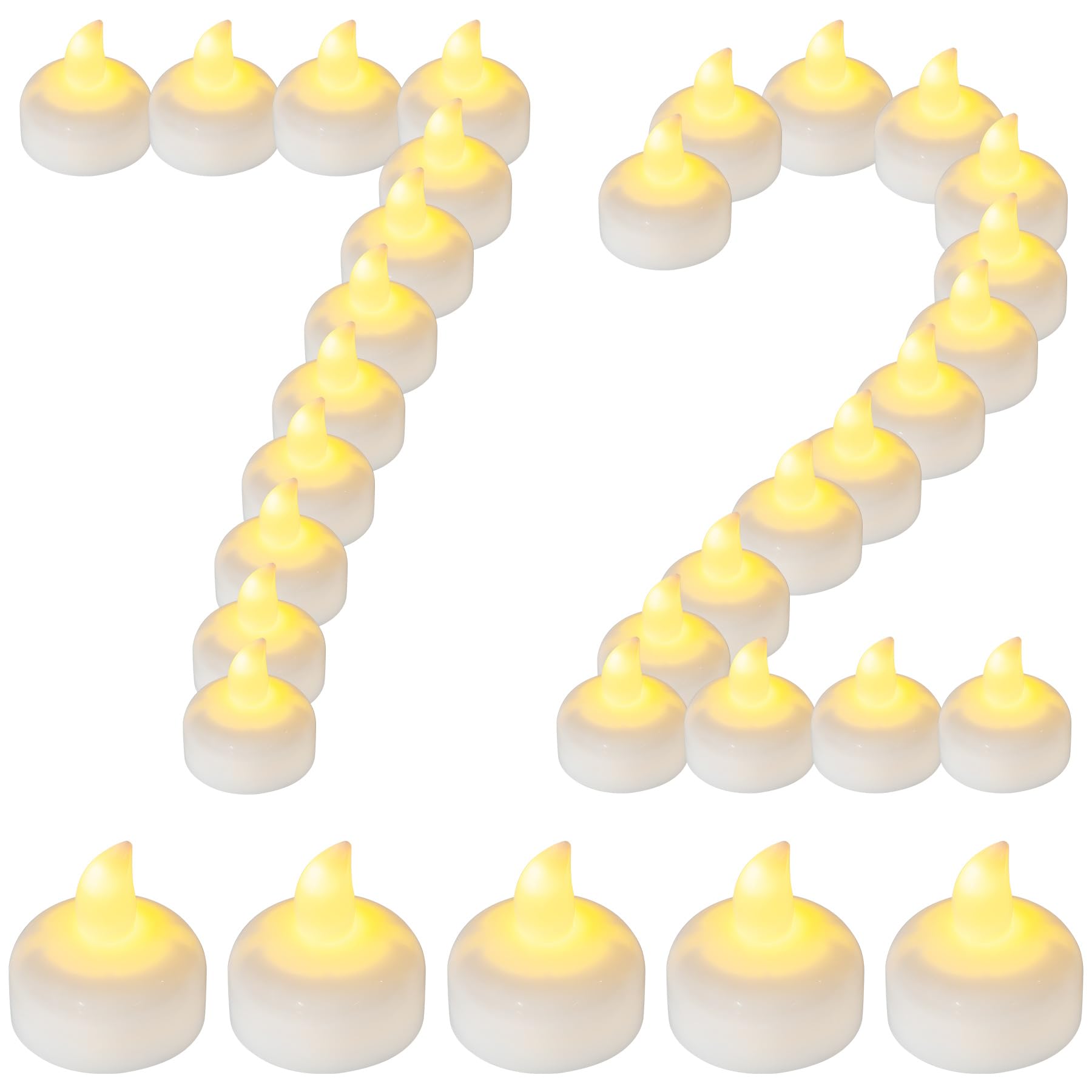 Lot de 72 bougies chauffe-plat LED flottantes sans flamme pour extérieur, bougies pour mariage, centre de table, vase, étang, décoration d'Halloween