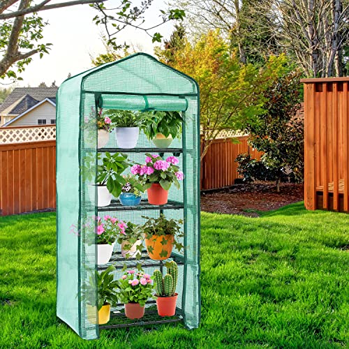 Ohuhu Mini Greenhouse for Indoor Outdoor, Small Plastic Plant Green House 4-Tier Rack Stand Portable Greenhouses with Durable PE Cover for Seedling, 2.5x1.6x5.2 FT, Ideal Gardening Gifts for Women Men - Image 5