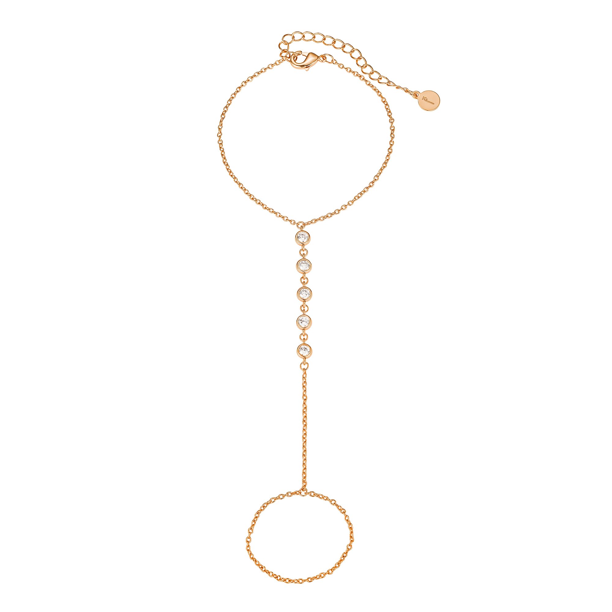 Dainty Hand Chain Bracelet for Women – Adjustable Ring Bracelet Hand Chain with AAA CZ Tarnish-Resistant Jewelry for Small to Medium Hands