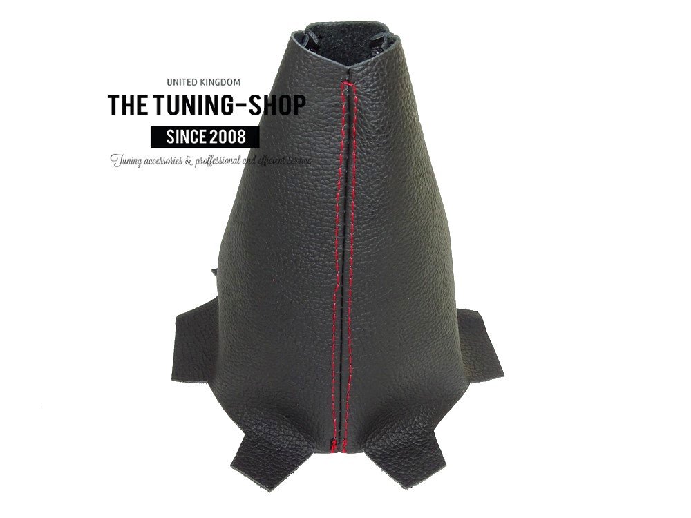 The Tuning-Shop Compatible with Shift Boot for Acura TSX 2009-2014 Genuine Black Leather Red Stitching