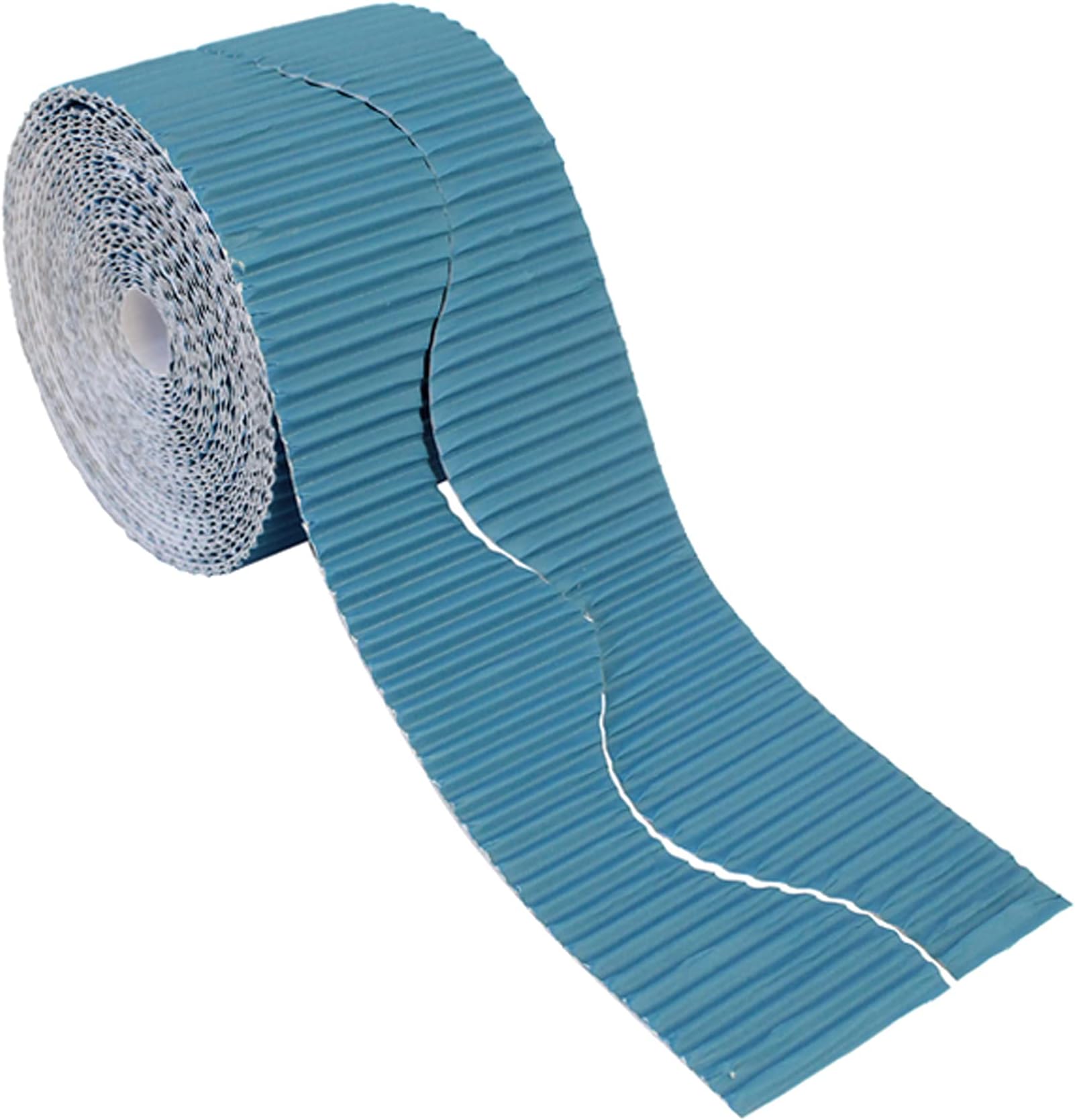 Bright Ideas Corrugated Border Roll for School Displays, Teal, 57mm x 7.5m (15m When Split), BI7894