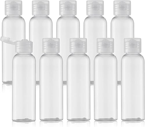 Tekson Botellas de viaje vacías de 2 onzas 10 unidades recipiente de plástico para cosméticos botella transparente TSA para champú acondicionador