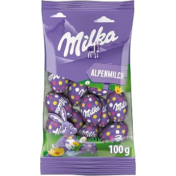 Milka Easter Eggs - Alpine Milk Chocolate - Individually Wrapped Easter Chocolate - 100g