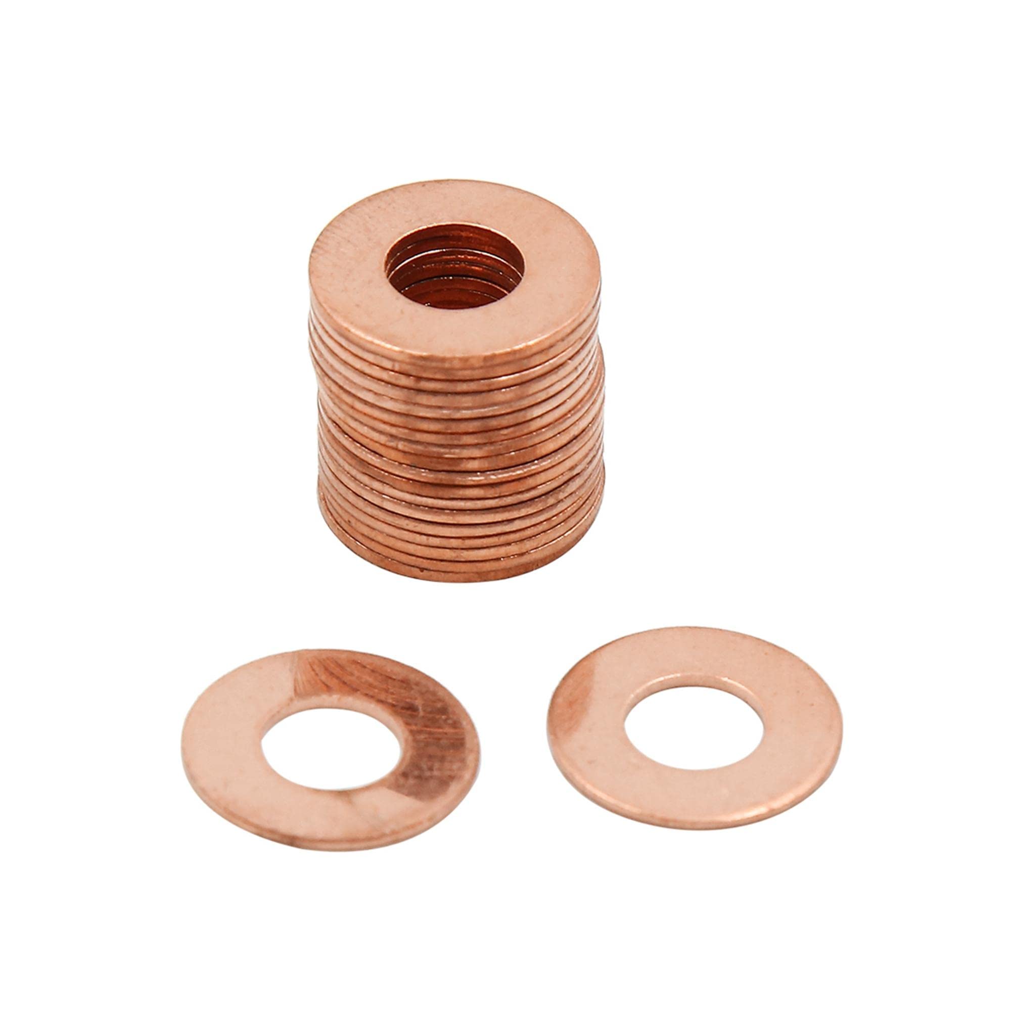 X AUTOHAUX 20pcs M8 x 18mm x 1mm Copper Flat Washer Sealing Gasket Ring