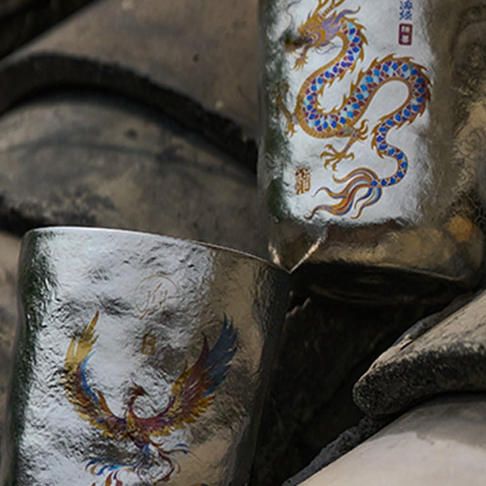 Mug Portable en Titane À Motif Dragon, Tasse À Café/bière Légère pour Boissons Froides, Idéale pour Maison Le Camping.