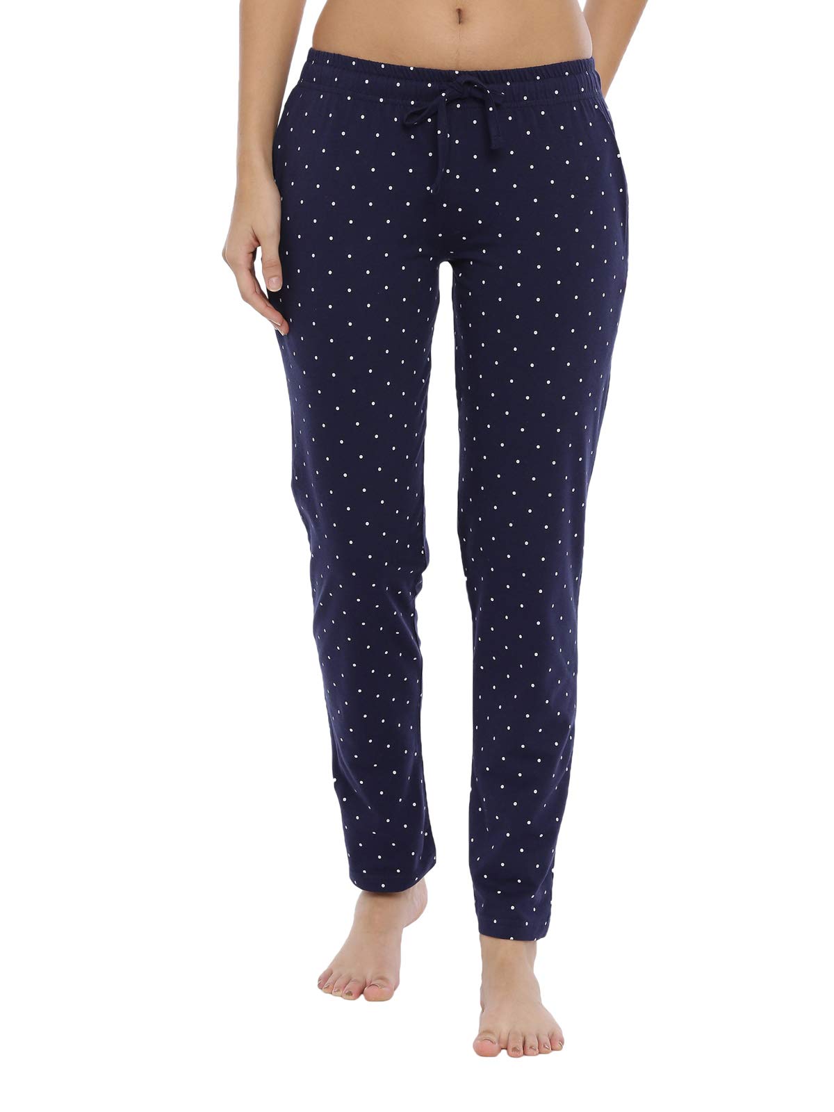 Polka Dots Printed Navy Blue Track Pant for Women-image-49