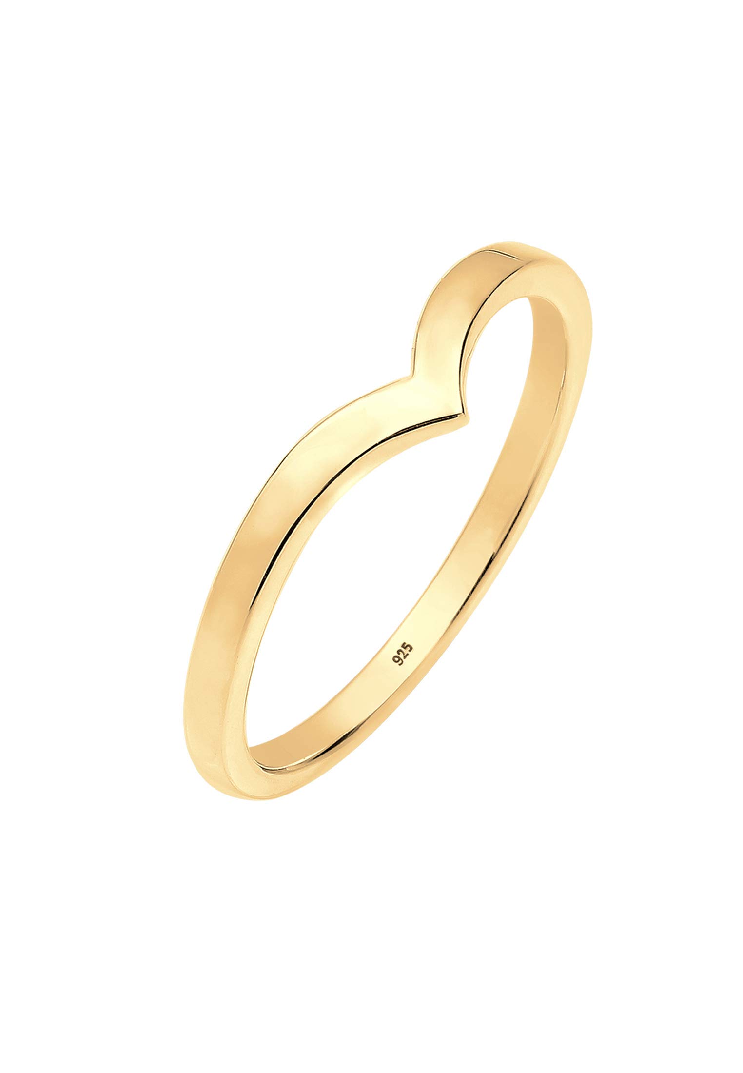 Elli Women's 925 Sterling Silver Gold-Plated V-Shape Ring - Size P
