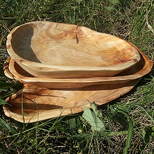 Jovivi Natural Fir Root Wood Dish Bowl, Handmade Wood Serving Platter Tray Plate,Wooden Plates For Sandwich Bread Fruit Salad Snack Dough Candy Serving Appetizer Display (11.4"X7.5") #TOP2